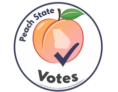 Peach State Votes — Georgia peach with a checkmark